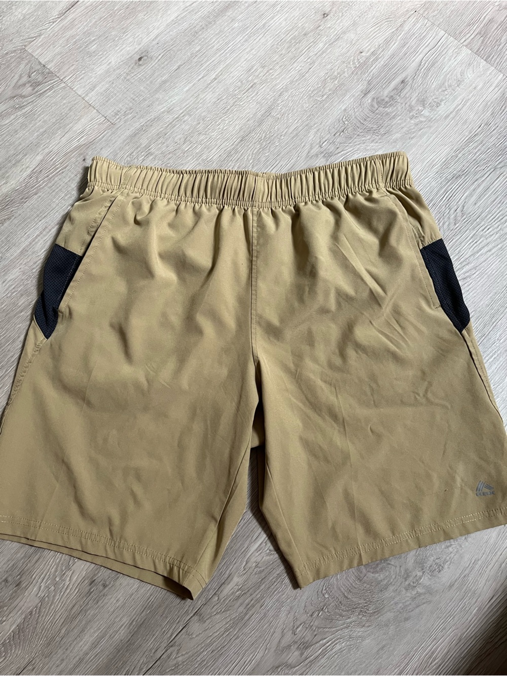 RBX Khaki Athletic Shorts with Black Pocket Panels